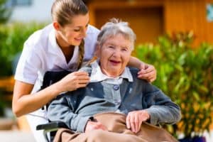 Happy senior in a nursing home in Richmond Virginia.