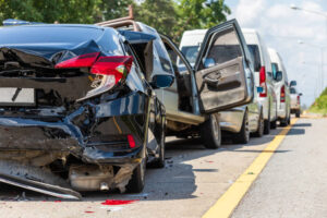 Multiple car collision in the road