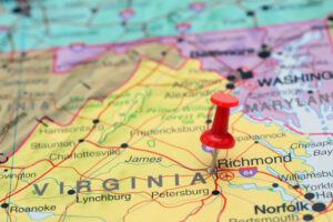 Virginia map pinned on Richmond