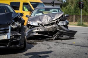 Cars wreck from accident in the highway