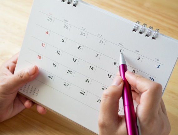 Image of a calendar being marked