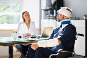 Injured man from work filing for workers compensation claims.