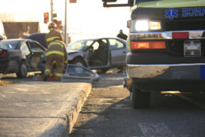 A car accident scene on the road