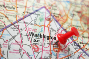 Pin focused in Washington DC map