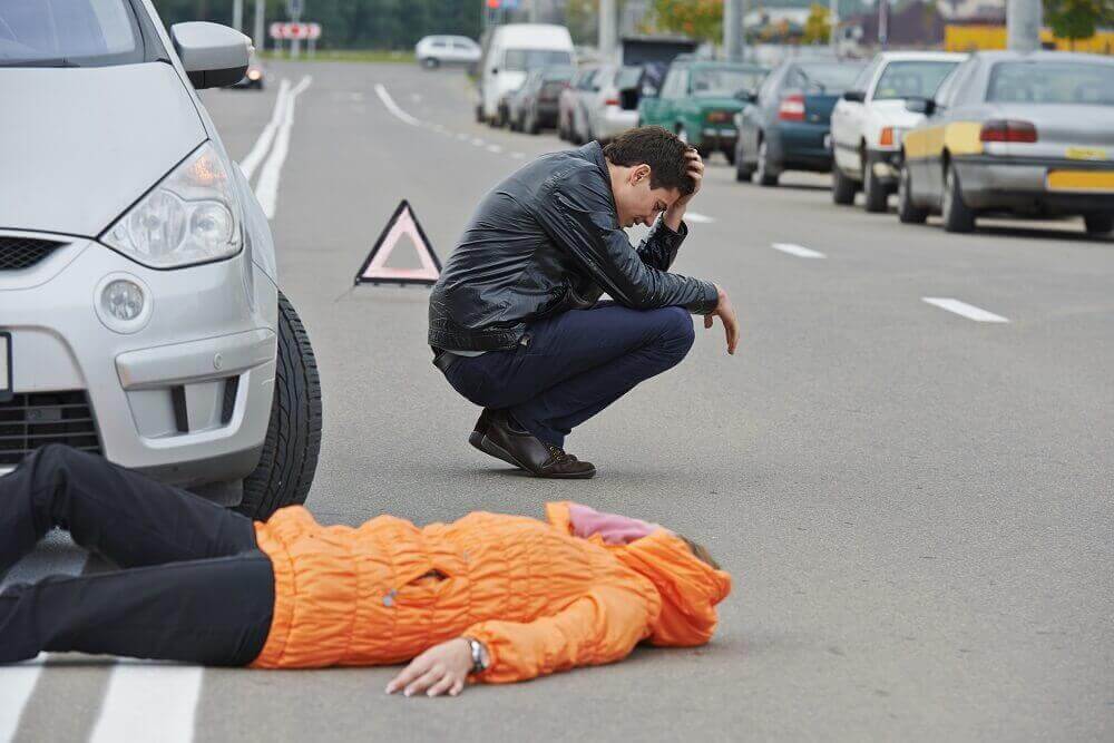 Lady pedestrian unconscious got hit by a car.