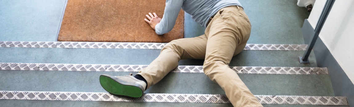 Man injured from slip and fall from the staircase.