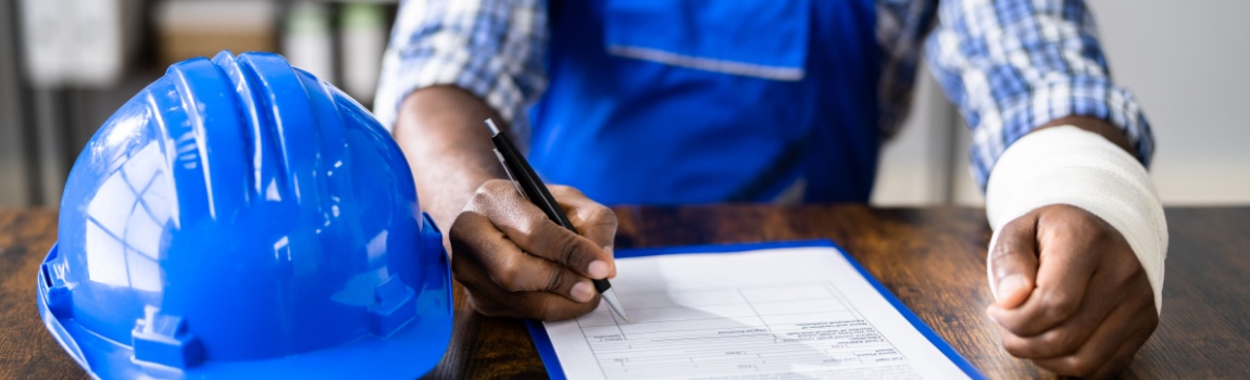 Injured worker filing up for workers compensation benefits claim.