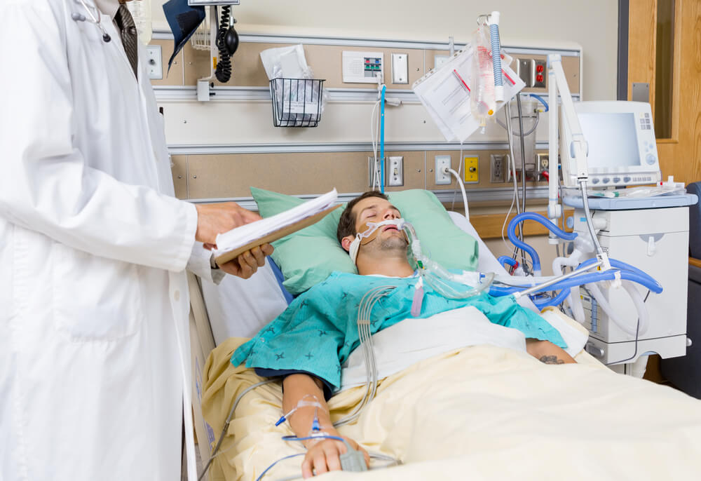 Injured patient in state of coma.