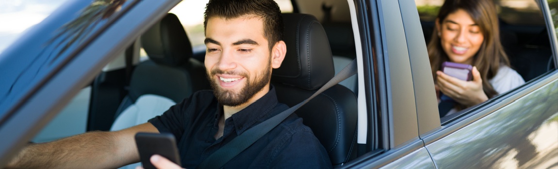 Uber driver picking up booked passenger.